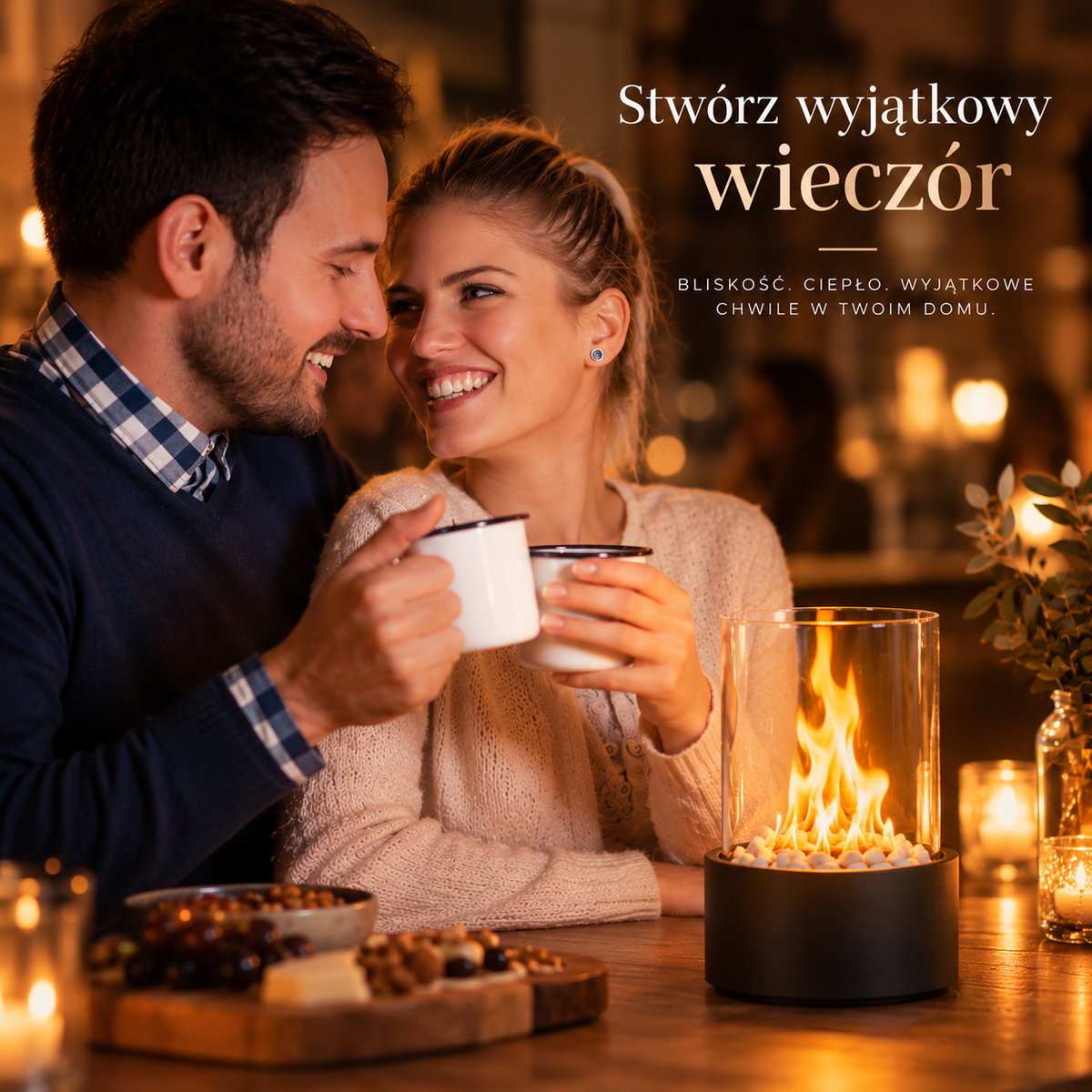 Lampuni Flara – Kominek Stołowy z Prawdziwym Płomieniem