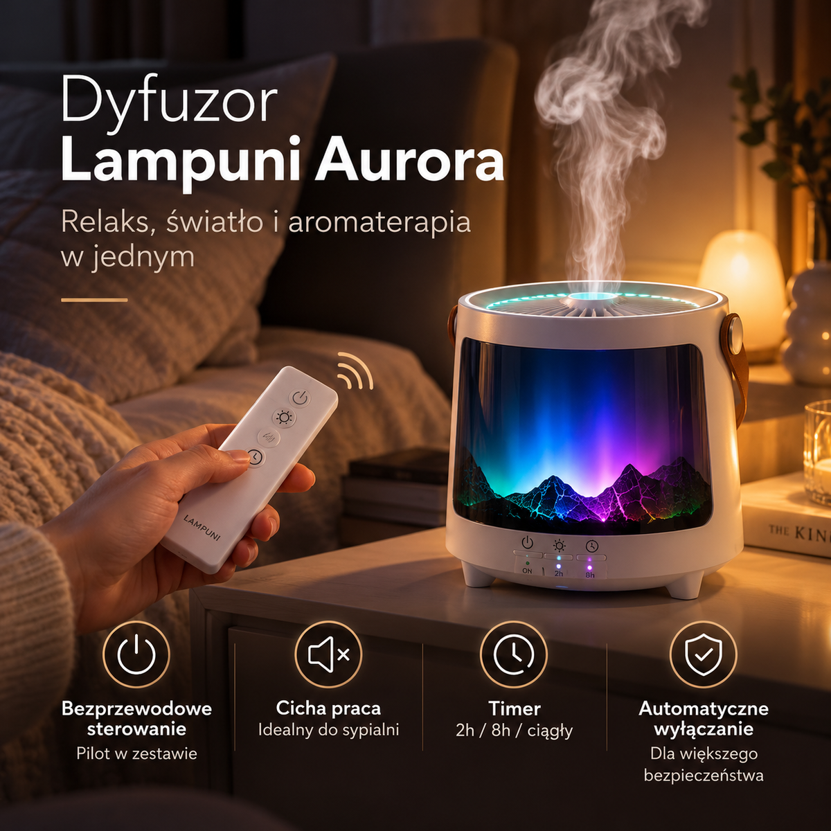 Lampuni Aurora – Dyfuzor z Efektem Meduz i Nastrojowym Podświetleniem