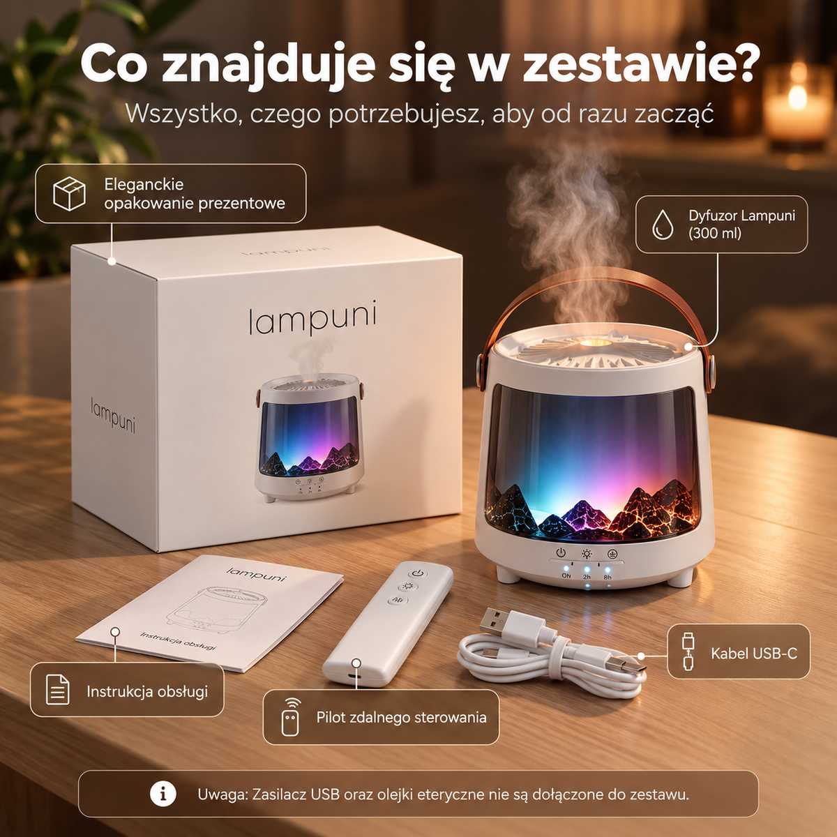 Lampuni Aurora – Dyfuzor z Efektem Meduz i Nastrojowym Podświetleniem